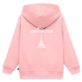 I love Amsterdam Niederlande Eiffelturm-Flagge - Kinder Premium Organic Zip Hoodie - Rosa - Hinten - AI Model Kid Female (0cm)