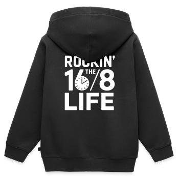 Jeûne intermittent Jeûne intermittent - Sweat Premium à capuche zippé enfant bio - noir - Dos - AI Model Kid Male (0cm)
