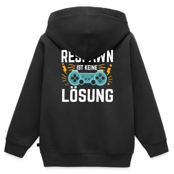 Respawn ist keine Lösung - Kinder Premium Organic Zip Hoodie - Schwarz - Hinten - AI Model Kid Male (0cm)