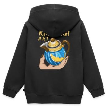 KINTSUGI ART - Kinder Premium Organic Zip Hoodie - Schwarz - Hinten - AI Model Kid Male (0cm)