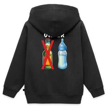 BABYFLASCHE WERDENDER VATER - Kinder Premium Organic Zip Hoodie - Schwarz - Hinten - AI Model Kid Male (0cm)