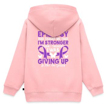 Epilepsie hat mich gelehrt Purple Ribbon Epilepsie - Kinder Premium Organic Zip Hoodie - Rosa - Hinten - AI Model Kid Female (0cm)