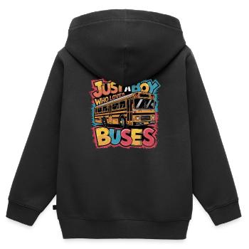 Just a Boy Who Loves Buses for Bus Lovers für - Kinder Premium Organic Zip Hoodie - Schwarz - Hinten - AI Model Kid Male (0cm)