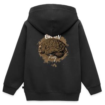 Brouillard cérébral - Sweat Premium à capuche zippé enfant bio - noir - Dos - AI Model Kid Male (0cm)