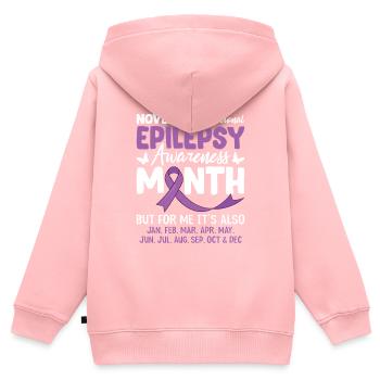 Epilepsy Awareness Purple Ribbon Nervous System - Kids Premium Organic Zip-up Hoodie - rose - Back - AI Model Kid Female (0cm)