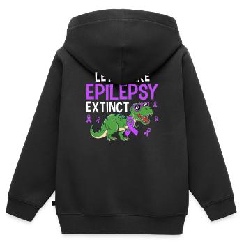 Lasst uns den Epilepsie ausgestorbenen lustigen Dinosaurier machen - Kinder Premium Organic Zip Hoodie - Schwarz - Hinten - AI Model Kid Male (0cm)