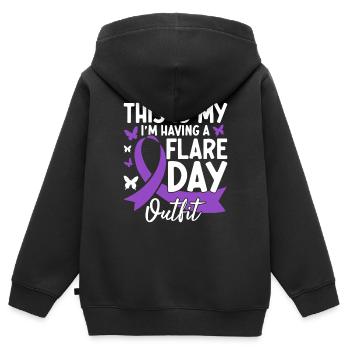 C’est mon moi qui ai une éruption jour Ruban violet - Sweat Premium à capuche zippé enfant bio - noir - Dos - AI Model Kid Male (0cm)