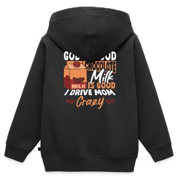 Le lait au chocolat, c’est bien, je rends maman folle - Sweat Premium à capuche zippé enfant bio - noir - Dos - AI Model Kid Male (0cm)