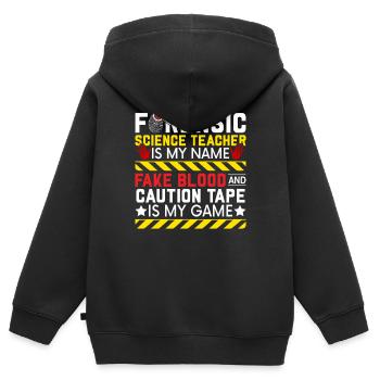 Forensik Lehrer Kriminologie Tatort - Kinder Premium Organic Zip Hoodie - Schwarz - Hinten - AI Model Kid Male (0cm)