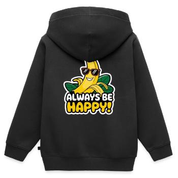BANANE - Kinder Premium Organic Zip Hoodie - Schwarz - Hinten - AI Model Kid Male (0cm)