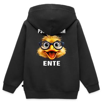LUNETTES DE CANARD PSYCHIQUE SUR LE CANARD - Sweat Premium à capuche zippé enfant bio - noir - Dos - AI Model Kid Male (0cm)