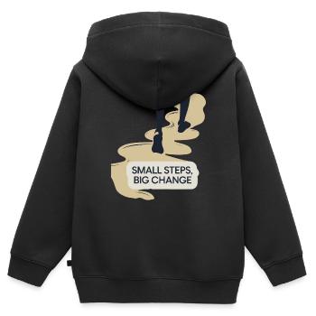 PIEDS - Sweat Premium à capuche zippé enfant bio - noir - Dos - AI Model Kid Male (0cm)
