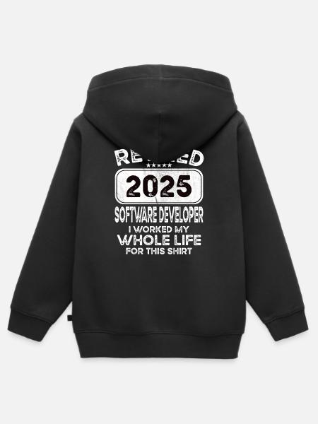 Retired Software developer 2025 - Kinder Premium Organic Zip Hoodie - Schwarz