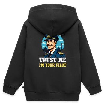 Trust Me I'm Your Pilot - Kinder Premium Organic Zip Hoodie - Schwarz - Hinten - AI Model Kid Male (0cm)