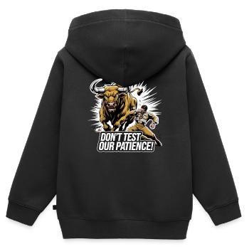 UN TAUREAU QUI DÉTRUIT TOTALEMENT UN MATADOR - Sweat Premium à capuche zippé enfant bio - noir - Dos - AI Model Kid Male (0cm)