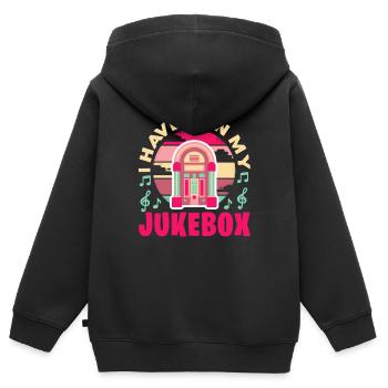 Je l’ai dans mon jukebox Retro Music Collector - Sweat Premium à capuche zippé enfant bio - noir - Dos - AI Model Kid Male (0cm)