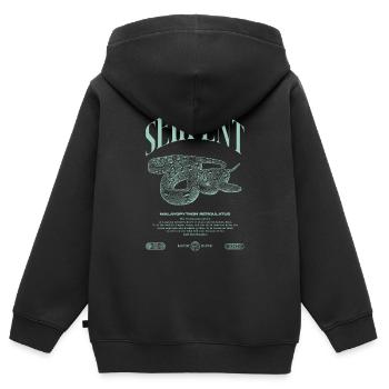 Gardien de reptiles python réticulé Streetwear - Sweat Premium à capuche zippé enfant bio - noir - Dos - AI Model Kid Male (0cm)