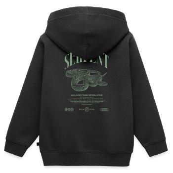 Gardien de reptiles python réticulé Streetwear - Sweat Premium à capuche zippé enfant bio - noir - Dos - AI Model Kid Male (0cm)
