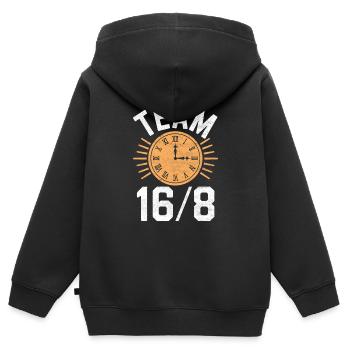 Jeûne intermittent Jeûne intermittent - Sweat Premium à capuche zippé enfant bio - noir - Dos - AI Model Kid Male (0cm)