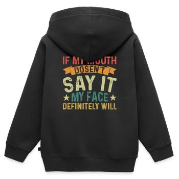 Présenter - Sweat Premium à capuche zippé enfant bio - noir - Dos - AI Model Kid Male (0cm)