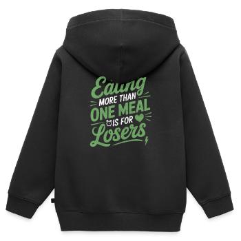 Jeûne intermittent Jeûne intermittent - Sweat Premium à capuche zippé enfant bio - noir - Dos - AI Model Kid Male (0cm)