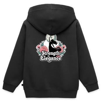 LA FORCE DANS L’ÉLÉGANCE - Sweat Premium à capuche zippé enfant bio - noir - Dos - AI Model Kid Male (0cm)
