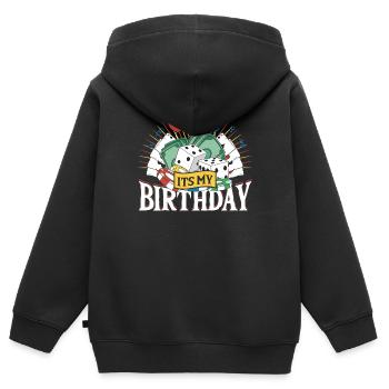 Salon de jeux Jackpot Casino Mon anniversaire Casino - Sweat Premium à capuche zippé enfant bio - noir - Dos - AI Model Kid Male (0cm)
