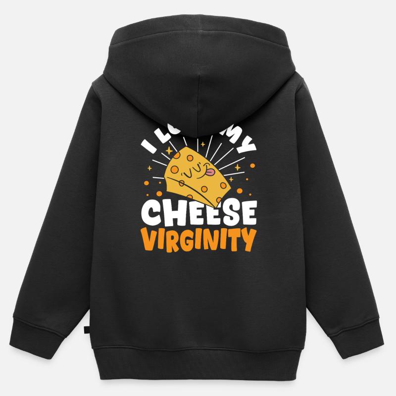 Fromage Mozzarella Fromage Cheddar Amateurs de fromage - Sweat Premium à capuche zippé enfant bio - noir
