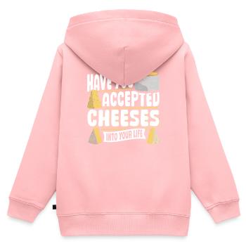 Parmesan Gouda Fromage inclus dans sa vie - Sweat Premium à capuche zippé enfant bio - rose - Dos - AI Model Kid Female (0cm)