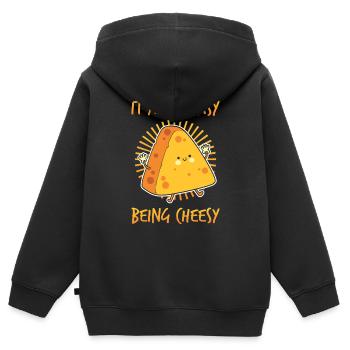 Fromage Il n’est pas facile d’être ringard. - Sweat Premium à capuche zippé enfant bio - noir - Dos - AI Model Kid Male (0cm)