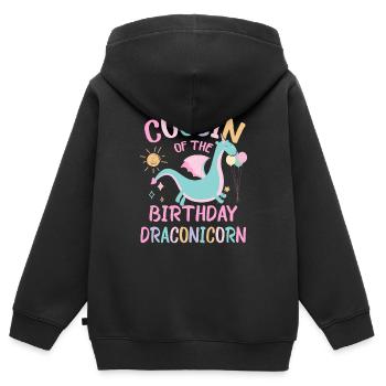 cousin de la fille d’anniversaire Dracon Family Party - Sweat Premium à capuche zippé enfant bio - noir - Dos - AI Model Kid Male (0cm)