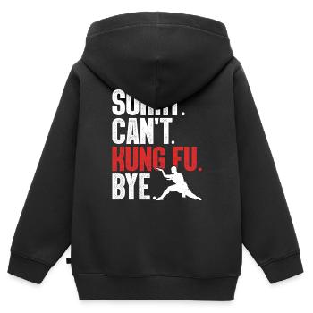 Drôle Kung Fu Self Défense Shaolin Wing Chun Kung - Sweat Premium à capuche zippé enfant bio - noir - Dos - AI Model Kid Male (0cm)