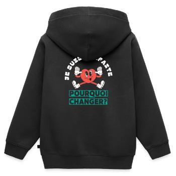Je suis parfaite pourquoi changer - Sweat Premium à capuche zippé enfant bio - noir - Dos - AI Model Kid Male (0cm)