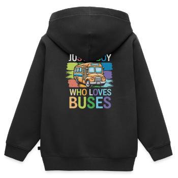 Just a Boy Who Loves Buses for Bus Lovers für - Kinder Premium Organic Zip Hoodie - Schwarz - Hinten - AI Model Kid Male (0cm)