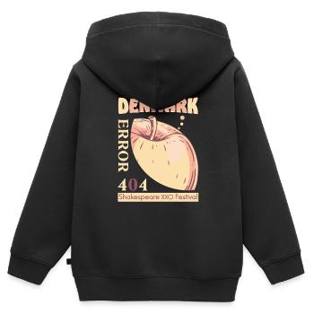 Danemark Shakespeare xxo Festival citation drôle - Sweat Premium à capuche zippé enfant bio - noir - Dos - AI Model Kid Male (0cm)