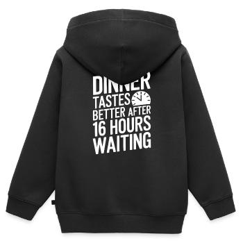 Jeûne intermittent Jeûne intermittent - Sweat Premium à capuche zippé enfant bio - noir - Dos - AI Model Kid Male (0cm)