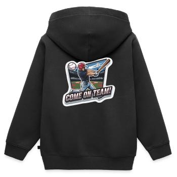 BASEBALL - Kinder Premium Organic Zip Hoodie - Schwarz - Hinten - AI Model Kid Male (0cm)