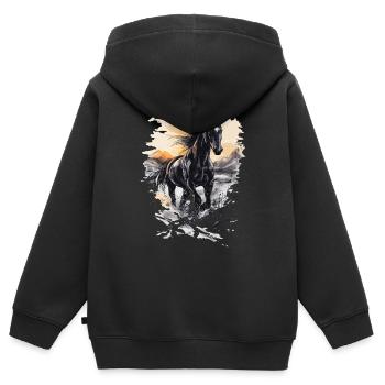 Horse Horses Riding Yellowstone Rider Rip Stable - Kids Premium Organic Zip-up Hoodie - black - Back - AI Model Kid Male (0cm)