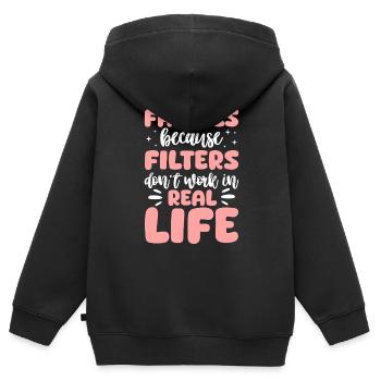 Facials Because Filters Don't Work In Real Life - Kinder Premium Organic Zip Hoodie - Schwarz - Hinten - AI Model Kid Male (0cm)