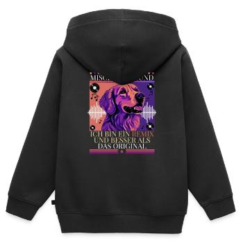 Bâtard. Le remix est meilleur que l’original. - Sweat Premium à capuche zippé enfant bio - noir - Dos - AI Model Kid Male (0cm)
