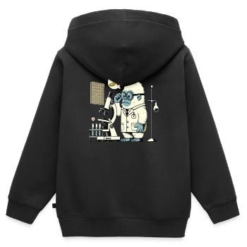 Scientifique : gorille, singe en laboratoire - Sweat Premium à capuche zippé enfant bio - noir - Dos - AI Model Kid Male (0cm)