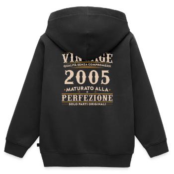 20ème Anniversaire 20 Ans Rétro Millésime 2005 - Sweat Premium à capuche zippé enfant bio - noir - Dos - AI Model Kid Male (0cm)