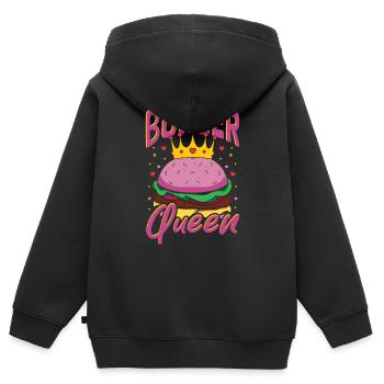 Sandwich grillé Patty Melt BBQ Burger Queen - Sweat Premium à capuche zippé enfant bio - noir - Dos - AI Model Kid Male (0cm)