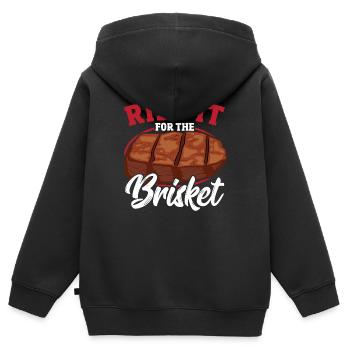 Poitrine de bœuf du Texas Viande de bœuf - Sweat Premium à capuche zippé enfant bio - noir - Dos - AI Model Kid Male (0cm)