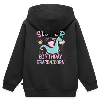 Sœur De La Fille D’anniversaire Fête De La Famille Dracon - Sweat Premium à capuche zippé enfant bio - noir - Dos - AI Model Kid Male (0cm)