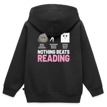 Nichts geht über das Lesen von Stein, Papier, Schere, Lustig - Kinder Premium Organic Zip Hoodie - Schwarz - Hinten - AI Model Kid Male (0cm)