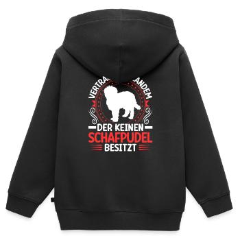 Schafpudel Ich besitze einen Hütepudel - Kinder Premium Organic Zip Hoodie - Schwarz - Hinten - AI Model Kid Male (0cm)