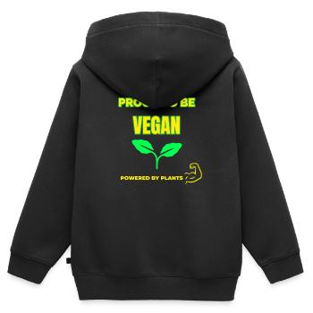 Proud to be Vegan, Powered by plants - Kinder Premium Organic Zip Hoodie - Schwarz - Hinten - AI Model Kid Male (0cm)