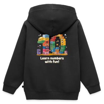 NOMBRE JOUR - Sweat Premium à capuche zippé enfant bio - noir - Dos - AI Model Kid Male (0cm)