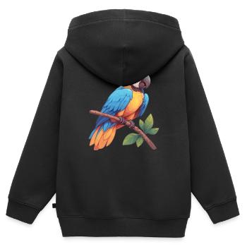 L’ère de l’ara - Sweat Premium à capuche zippé enfant bio - noir - Dos - AI Model Kid Male (0cm)